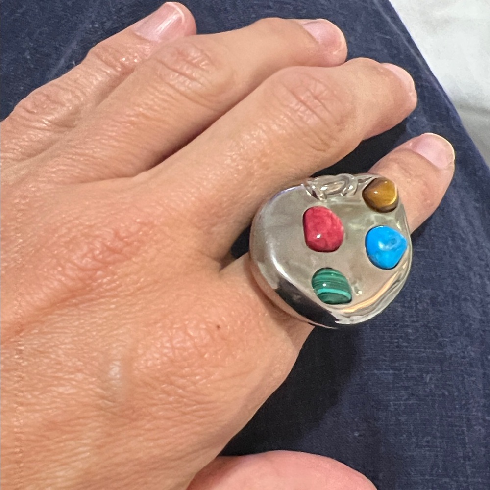 Silver Ring with Colorful Stones